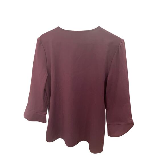 Ann Taylor Purple V‑Neck Top L – 3/4 Sleeve, Stretch Knit, EUC - Picture 4 of 6
